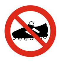 Verboden met noppen onder schoenen bordje