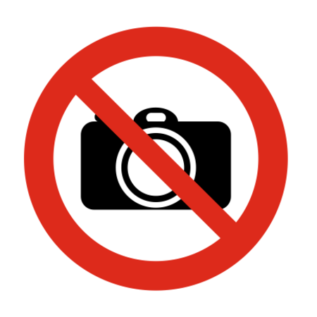 Verboden te fotograferen bordje Aluminium Ø75mm met tape