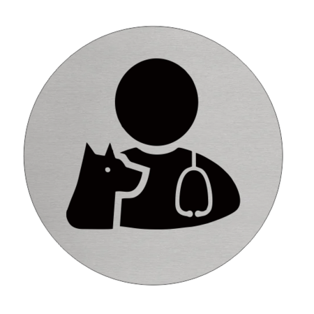 Aluminium Deurbordje Dierenarts 75mm rond met tape