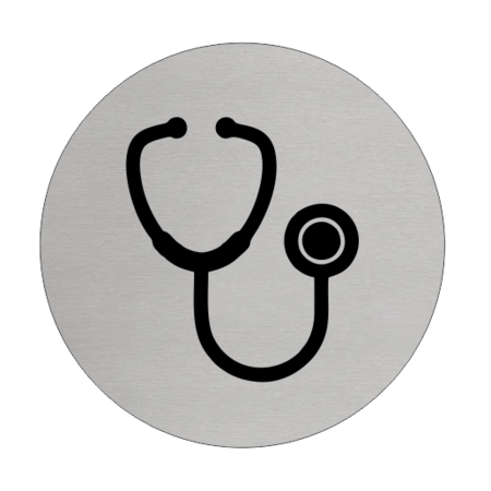 Aluminium Deurbordje Behandelkamer 75mm rond met tape