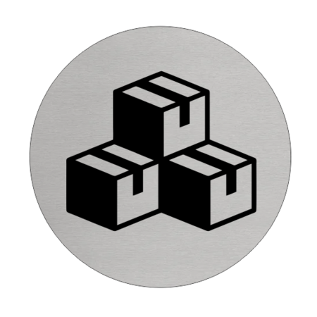 Aluminium Deurbordje Magazijn 75mm rond met tape