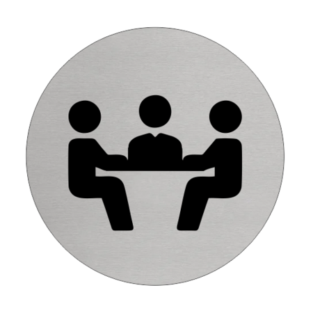 Aluminium Deurbordje Vergaderruimte 75mm rond met tape