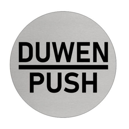 Aluminium deurbordje DUWEN - PUSH Ø75mm met tape