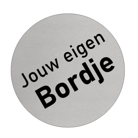 CombiCraft Jouw eigen ontwerp of jouw eigen tekst op een  Aluminium bordje Ø75mm met tape.