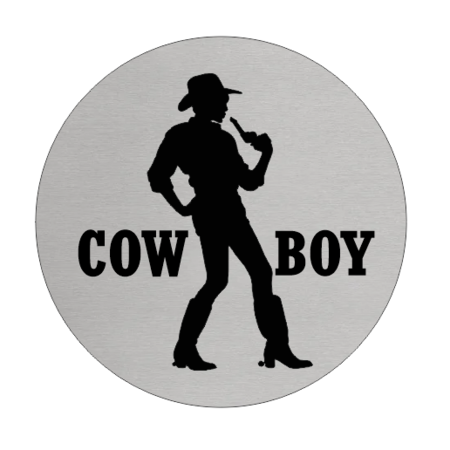 Heren (Cowboy) toiletbordje Aluminium Ø75mm met tape