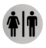 Toiletten - Mannen en Vrouwen toiletbordje Aluminium Ø75mm met tape