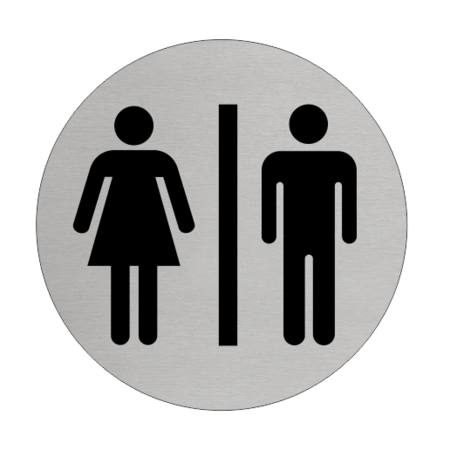 Toiletten - Mannen en Vrouwen toiletbordje Aluminium Ø75mm met tape