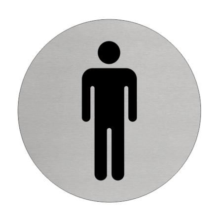 Heren toiletbordje Aluminium Ø75mm met tape