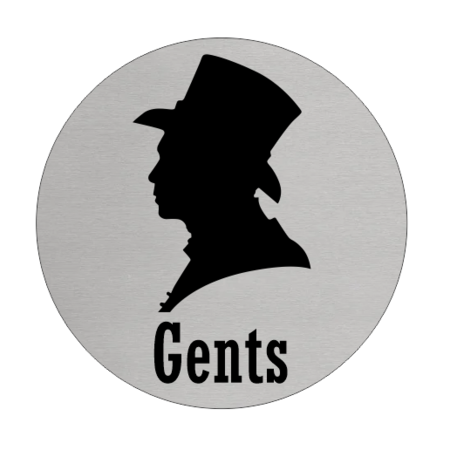 Heren (Gents) toiletbordje Aluminium Ø75mm met tape