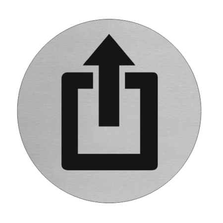 Uitgang  Aluminium pictogram bordje om aan te geven waar de uitgang is, Ø75mm met tape.