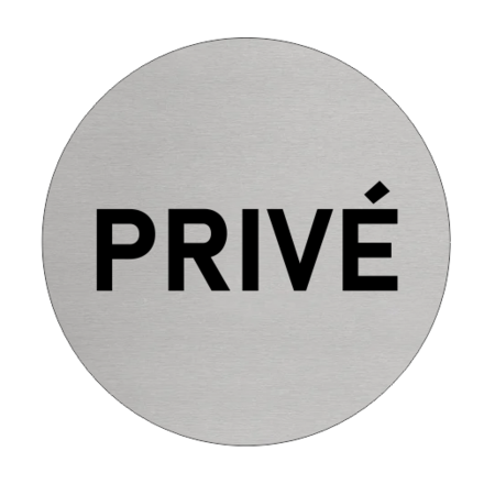 Privé  Aluminium deurbordje  met tekst  Ø75mm met tape