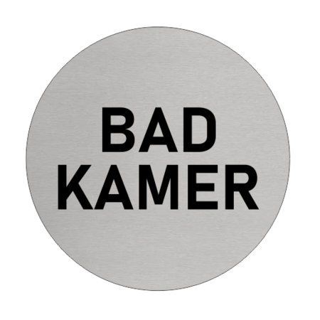 Badkamer Aluminium deurbordje  met tekst  Ø75mm met tape