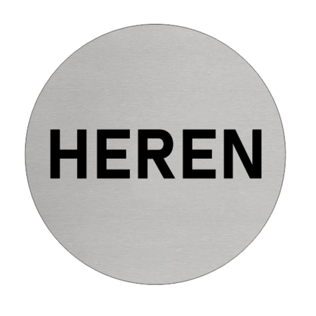 Aluminium deurbordje Heren Ø75mm met tape