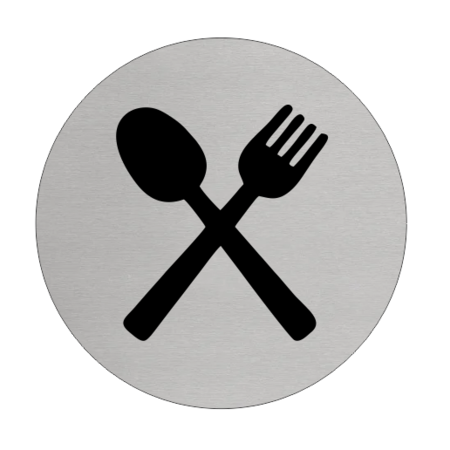 CombiCraft Kantine of Restaurant Aluminium pictogram deurbordje toegang eetgelegenheid   Ø75mm met tape