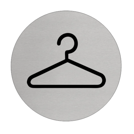 CombiCraft Garderobe Aluminium pictogram deurbordje toegang garderobe ruimte of garderobekast  Ø75mm met tape.