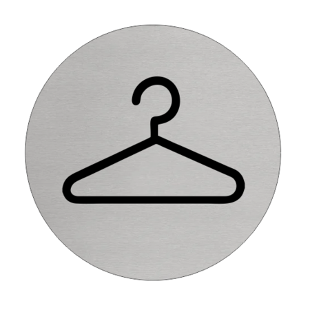 Garderobe Aluminium pictogram deurbordje toegang garderobe ruimte of garderobekast  Ø75mm met tape.
