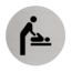 Baby verschonen Aluminium pictogram deurbordje toegang de ruimte om een baby te kunnen verschonen, Ø75mm met tape.
