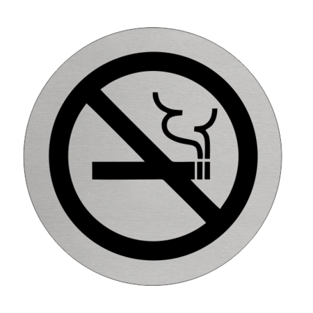 Rookverbod Aluminium pictogram deurbordje verboden te roken,   Ø75mm met tape