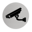 Camera aanwezig  Aluminium pictogram bordje om aan te geven dat er camera's hangen, Ø75mm met tape.