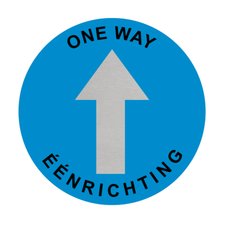 Eenrichting Pijl of One Way bordje Aluminium Ø75mm met tape