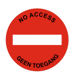 Geen toegang bordje Aluminium Ø75mm met tape