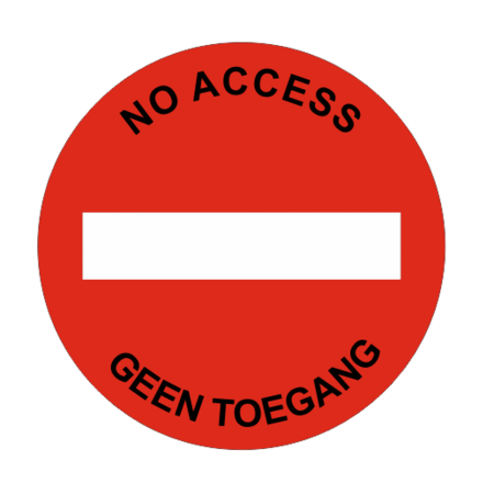 Geen toegang bordje Aluminium Ø75mm met tape