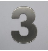 RVS / Edelstaal 3D Nummer of Huisnummer 3 zonder bevestiging