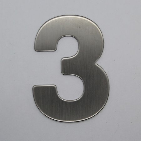 RVS / Edelstaal 3D Nummer of Huisnummer 3 zonder bevestiging