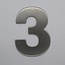 RVS / Edelstaal 3D Nummer of Huisnummer 3 zonder bevestiging