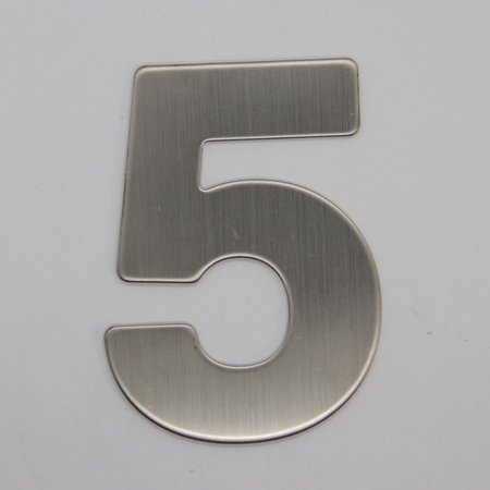 RVS / Edelstaal 3D Nummer of Huisnummer 5 zonder bevestiging