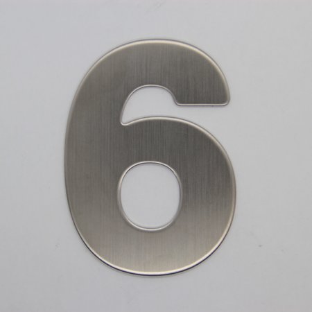 RVS / Edelstaal 3D Nummer of Huisnummer 6 zonder bevestiging