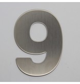 RVS / Edelstaal 3D Nummer of Huisnummer 9 zonder bevestiging