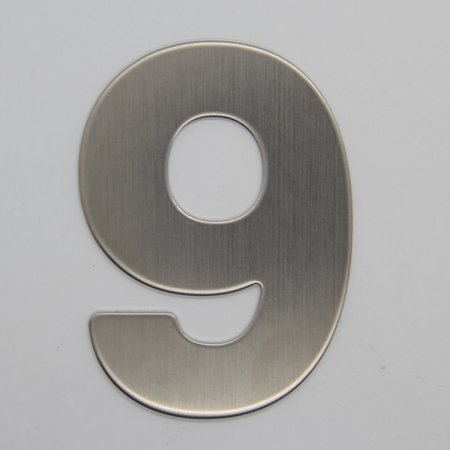 RVS / Edelstaal 3D Nummer of Huisnummer 9 zonder bevestiging