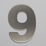 RVS / Edelstaal 3D Nummer of Huisnummer 9 zonder bevestiging