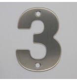 RVS / Edelstaal 3D Nummer of Huisnummer 3 met 2 boorgaten