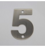 CombiCraft RVS / Edelstaal 3D Nummer of Huisnummer 5 met 2 boorgaten