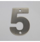 RVS / Edelstaal 3D Nummer of Huisnummer 5 met 2 boorgaten