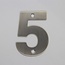 RVS / Edelstaal 3D Nummer of Huisnummer 5 met 2 boorgaten