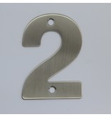 RVS / Edelstaal 3D Nummer of Huisnummer 2 met 2 boorgaten