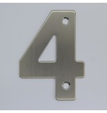 RVS / Edelstaal 3D Nummer of Huisnummer 4 met 2 boorgaten