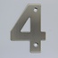 RVS / Edelstaal 3D Nummer of Huisnummer 4 met 2 boorgaten