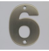 RVS / Edelstaal 3D Nummer of Huisnummer 6 met 2 boorgaten
