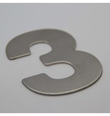 RVS / Edelstaal 3D Nummer of Huisnummer 3 zonder bevestiging