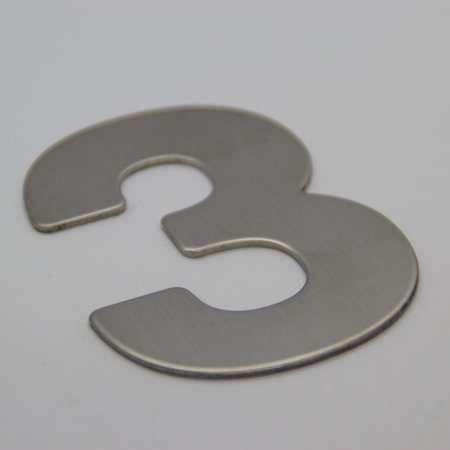 RVS / Edelstaal 3D Nummer of Huisnummer 3 zonder bevestiging