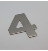 RVS / Edelstaal 3D Nummer of Huisnummer 4 zonder bevestiging