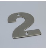 RVS / Edelstaal 3D Nummer of Huisnummer 2 met 2 boorgaten