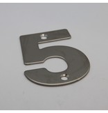 RVS / Edelstaal 3D Nummer of Huisnummer 5 met 2 boorgaten