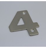 RVS / Edelstaal 3D Nummer of Huisnummer 4 met 2 boorgaten
