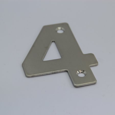 RVS / Edelstaal 3D Nummer of Huisnummer 4 met 2 boorgaten