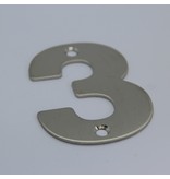 CombiCraft RVS / Edelstaal 3D Nummer of Huisnummer 3 met 2 boorgaten
